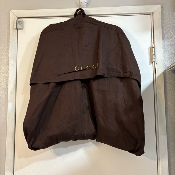 GUCCI Brown Travel Dress Suit Garment Bag Zipper Long Protective Sleeve Logo - Picture 1 of 10